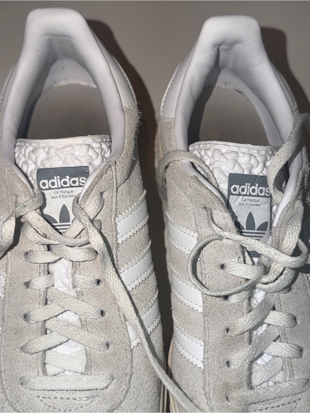 adidas Gazelle Bold Platform Sneakers - White/Light Gray Suede - Picture 11 of 14